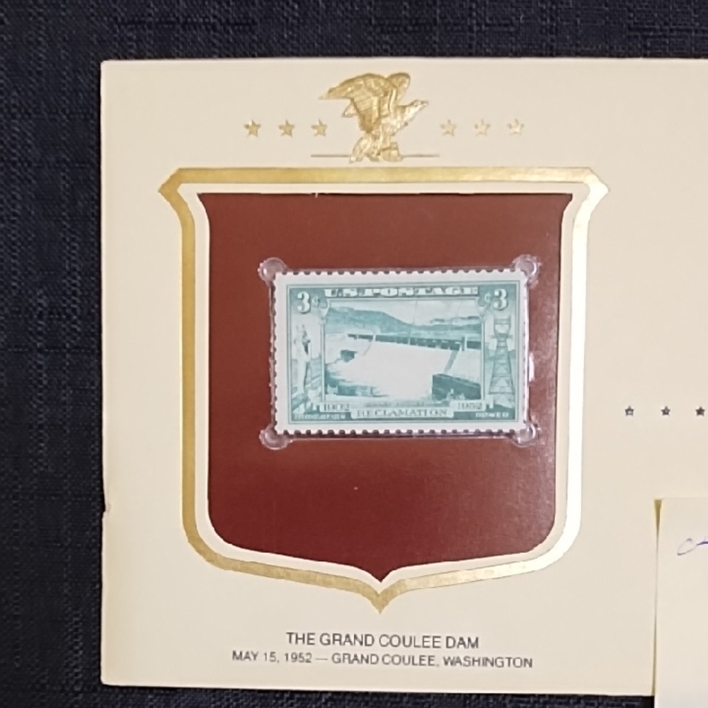 Vintage The Grand Coulee Dam Postage Stamp Display "Historic Stamps of America"